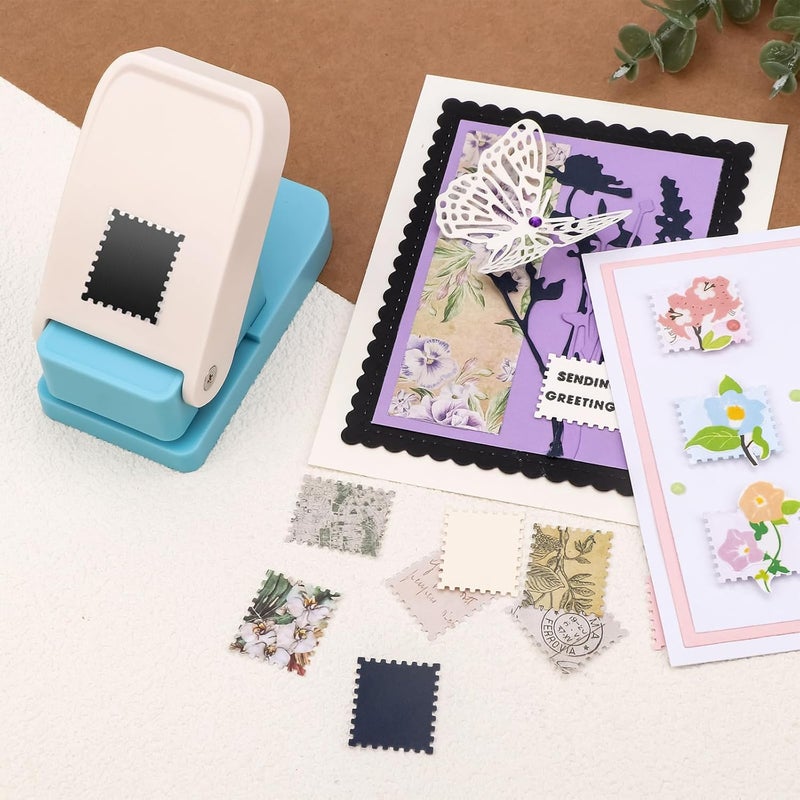 BAOFALI 3Pcs Stamp Puncher, Stamp Punch 1X0.8inch Rectangular Postage Stamp Punch, Scalloped Rectangle Lever Action Paper Punches for Crafting Scrapbooking DIY Scrapbooking Journaling Card Making - Image 4